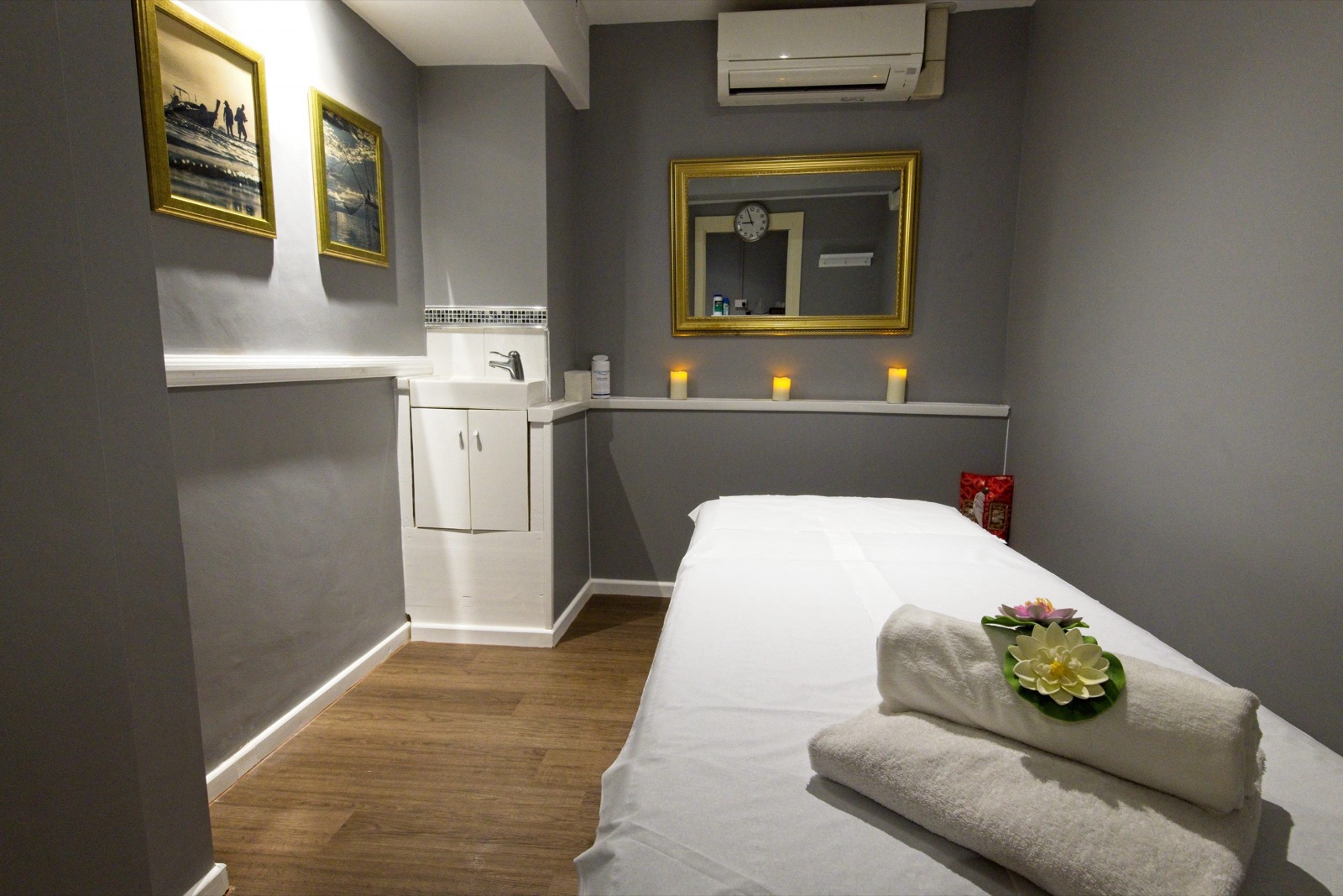 Treatment room with candles